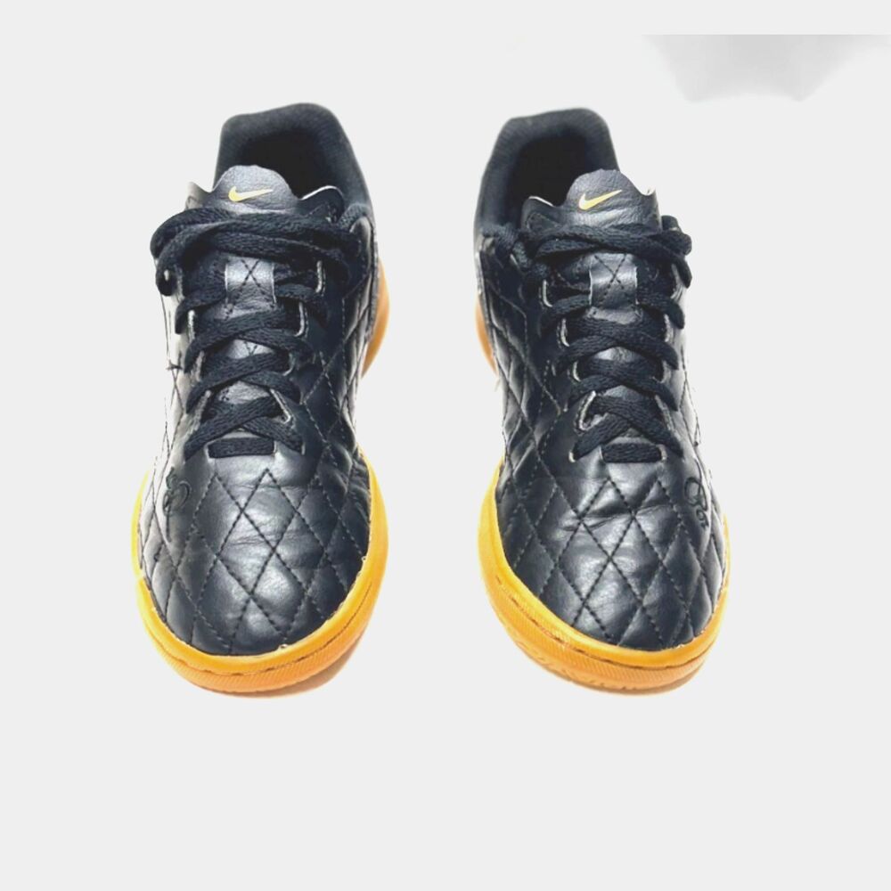 Nike Tiempo Legend IC Indoor Soccer Shoes Youth Size 3Y Black Gum Sole